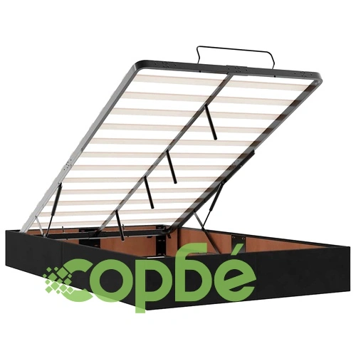 Рамка за легло с матрак от кадифе и място за съхранение 120x190 см, черно ➤ топ цена ➤ sorbe.bg