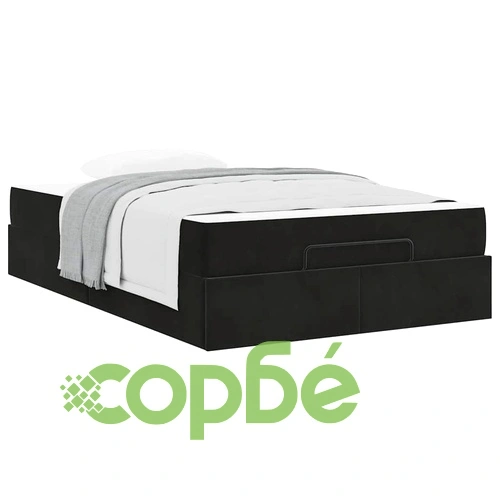 Рамка за легло с матрак от кадифе и място за съхранение 120x190 см, черно ➤ топ цена ➤ sorbe.bg