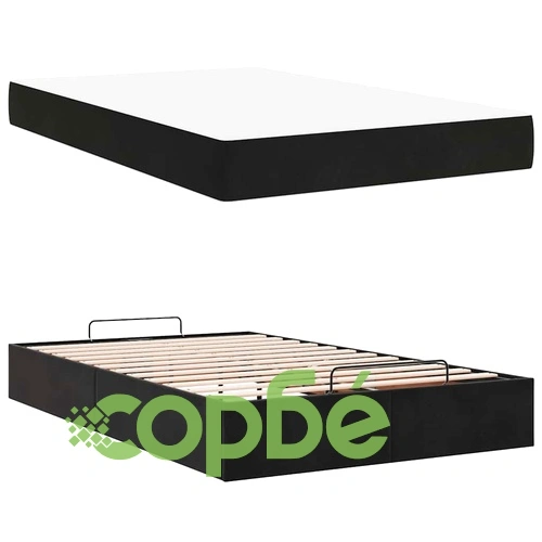 Рамка за легло с матрак от кадифе и място за съхранение 120x190 см, черно ➤ топ цена ➤ sorbe.bg