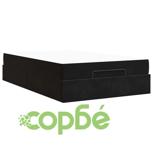 Рамка за легло с матрак от кадифе и място за съхранение 120x190 см, черно ➤ топ цена ➤ sorbe.bg