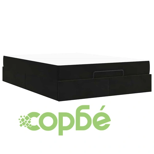 Рамка за легло с матрак черно кадифе 160x200 см ➤ топ цена ➤ sorbe.bg