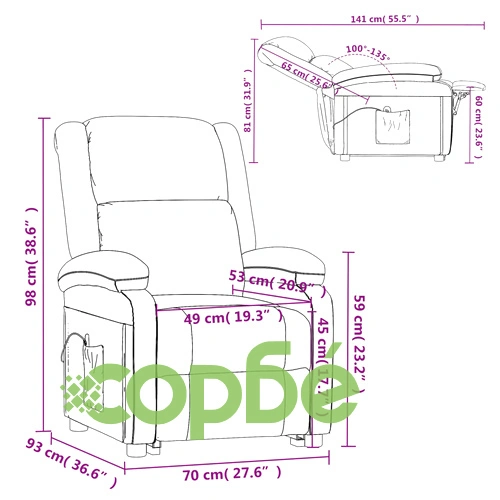 Масажен стол от естествена кожа с 6-точков вибрационен масаж, черен ➤ топ цена ➤ sorbe.bg