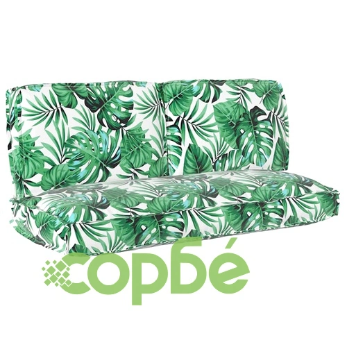 Комплект възглавници за палет 3 части с мотив листа - Оксфорд тъкан 120x50x12 см ➤ топ цена ➤ sorbe.bg