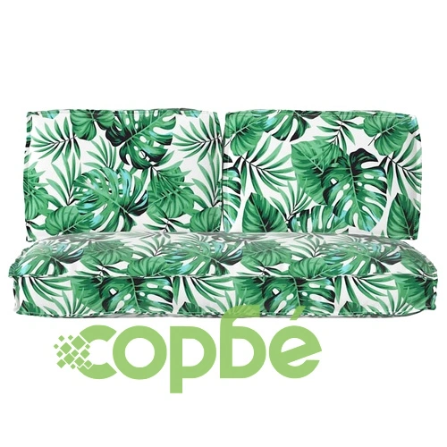 Комплект възглавници за палет 3 части с мотив листа - Оксфорд тъкан 120x50x12 см ➤ топ цена ➤ sorbe.bg