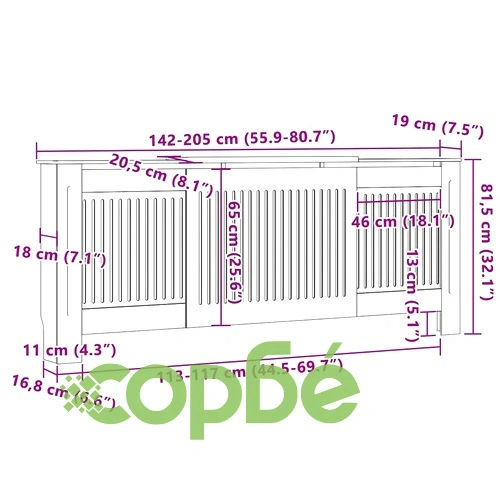 Калъф за радиатор 2 бр. кафяв 205x20.5x81.5 см MDF инженерно дърво ➤ топ цена ➤ sorbe.bg