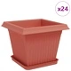 Саксии за растения 24 бр. - 33x33x26 см, цвят тухлено червено, пластмаса