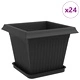 Пластмасови саксии за растения 33x33x26 см, черни - комплект 24 броя
