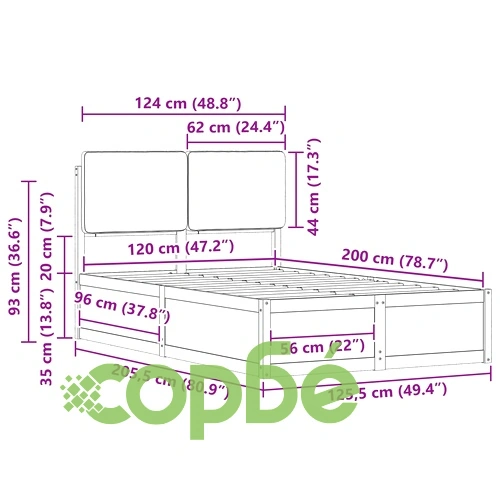 Легло с тапицирана табла от бор, светлосиво, 120 x 200 см ➤ топ цена ➤ sorbe.bg