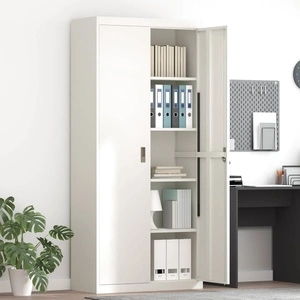 Шкаф за съхранение Бял 90 x 40 x 200 см Студеновалцована стомана, 2 броя