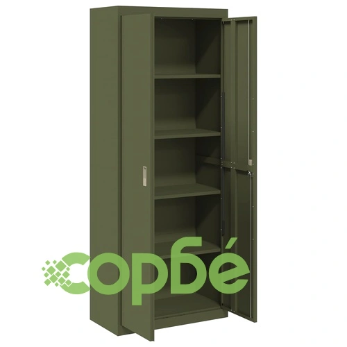 Шкаф за съхранение, комплект от 2 броя, Маслинено зелено, 80 x 40 x 200 см, Стомана ➤ топ цена ➤ sorbe.bg