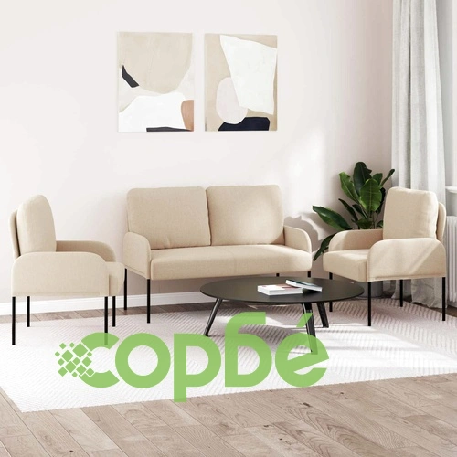 Диван комплект 3 броя, Крем, Шперплат, 115 x 56 x 80 см ➤ топ цена ➤ sorbe.bg