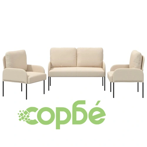 Диван комплект 3 броя, Крем, Шперплат, 115 x 56 x 80 см ➤ топ цена ➤ sorbe.bg