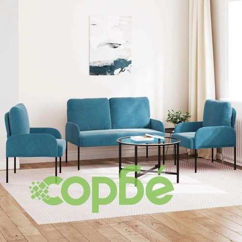 Диван комплект 3 части, синьо, шперплат, 115 x 56 x 80 см ➤ топ цена ➤ sorbe.bg