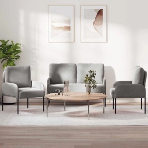 Комплект дивани 3 броя, Светлосиво, 115 x 56 x 80 см, Шперплат
