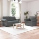 Комплект дивани 2 бр., тъмносив текстил, метална рамка, 155x82x80 см и 95x82x80 см