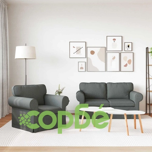 Комплект дивани 2 бр., тъмносив текстил, метална рамка, 155x82x80 см и 95x82x80 см ➤ топ цена ➤ sorbe.bg
