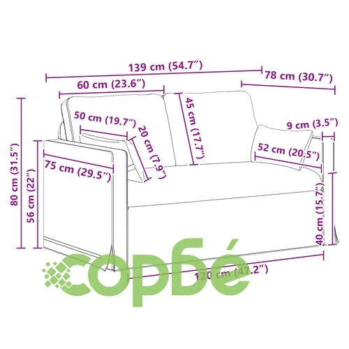 Комплект дивани, 2 броя, метална рамка, тъмносив текстил ➤ топ цена ➤ sorbe.bg