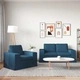 Комплект дивани 2 броя, синьо, текстил и метал, 162x80x82 см и 103x80x82 см