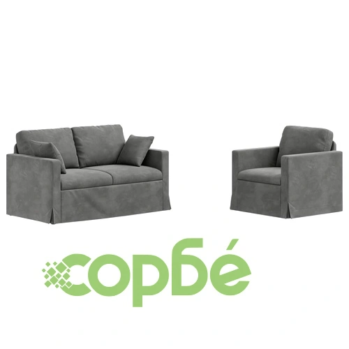 Комплект дивани, 2 броя, тъмносиво кадифе, 138 см и 78 см ➤ топ цена ➤ sorbe.bg