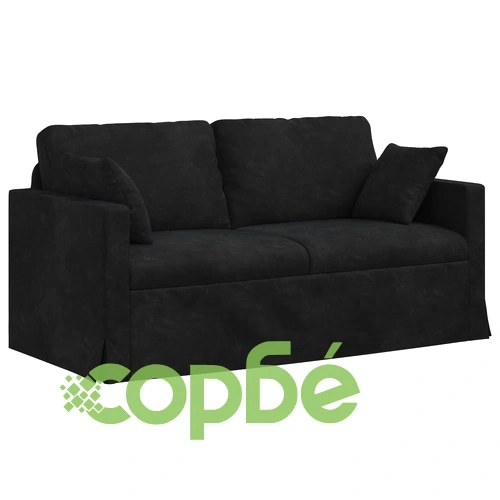 Комплект диван 2 части, Черно кадифе, 158 см и 78 см ➤ топ цена ➤ sorbe.bg