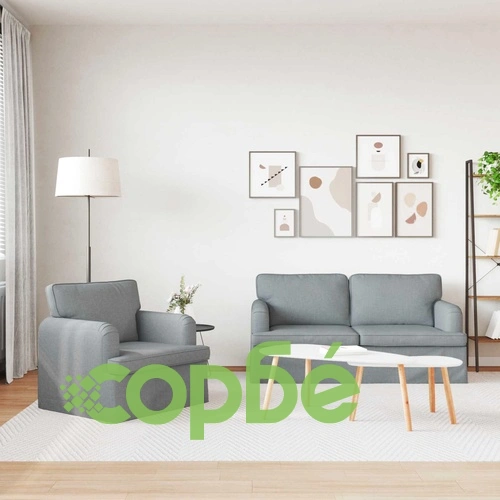 Комплект дивани 2 бр. Светлосиво, текстил, метална рамка ➤ топ цена ➤ sorbe.bg