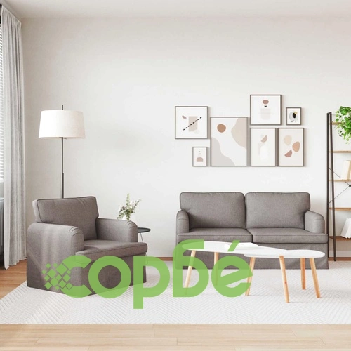 Комплект диван 2 бр., Таупе, метална рамка, текстил ➤ топ цена ➤ sorbe.bg