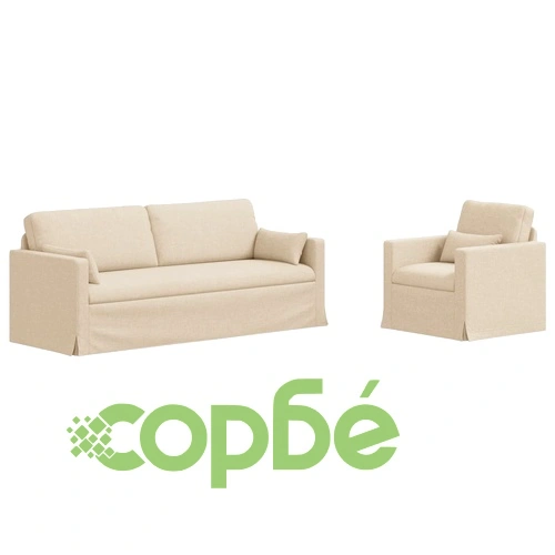 Комплект дивани, 2 броя, метал, крем, 180 см ➤ топ цена ➤ sorbe.bg