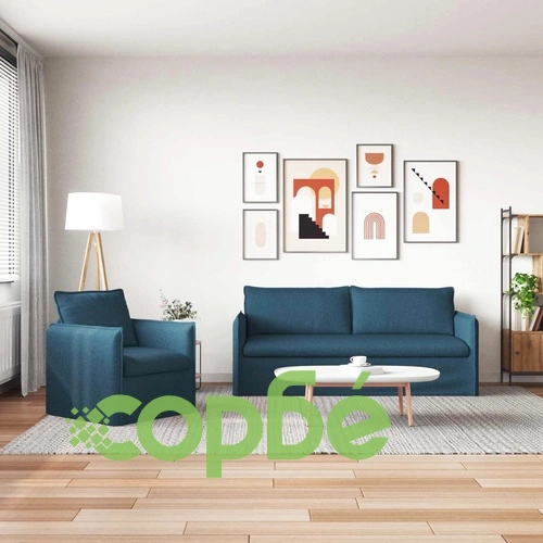 Комплект дивани 2 броя, синьо, метална рамка, 180 см ➤ топ цена ➤ sorbe.bg