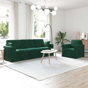 Комплект дивани 2 броя, тъмнозелено кадифе, 228 x 78 x 80 см