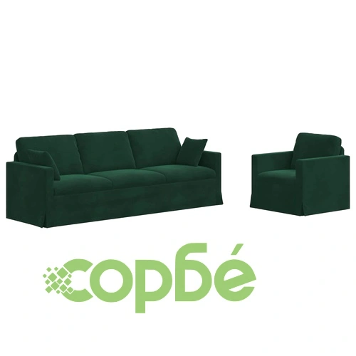 Комплект дивани 2 броя, тъмнозелено кадифе, 228 x 78 x 80 см ➤ топ цена ➤ sorbe.bg