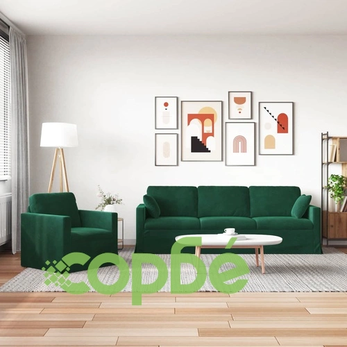 Комплект дивани 2 броя, тъмнозелено кадифе, 228 x 78 x 80 см ➤ топ цена ➤ sorbe.bg