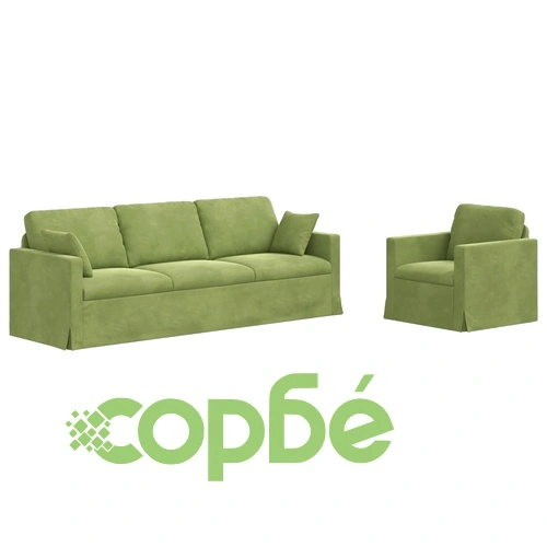 Комплект дивани 2 броя, Светло зелено кадифе, 228 x 78 x 80 см ➤ топ цена ➤ sorbe.bg