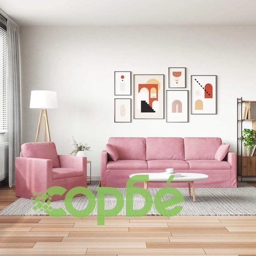Комплект дивани 2 бр. Кадифе, Розово, 228 x 78 x 80 см ➤ топ цена ➤ sorbe.bg