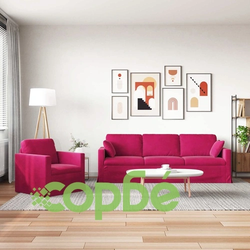 Комплект дивани 2 бр. от кадифе в цвят бордо - 228 x 78 x 80 см ➤ топ цена ➤ sorbe.bg