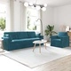 Комплект дивани 2 бр. от кадифе в синьо - 228 x 78 x 80 см