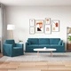 Комплект дивани 2 бр. от кадифе в синьо - 228 x 78 x 80 см