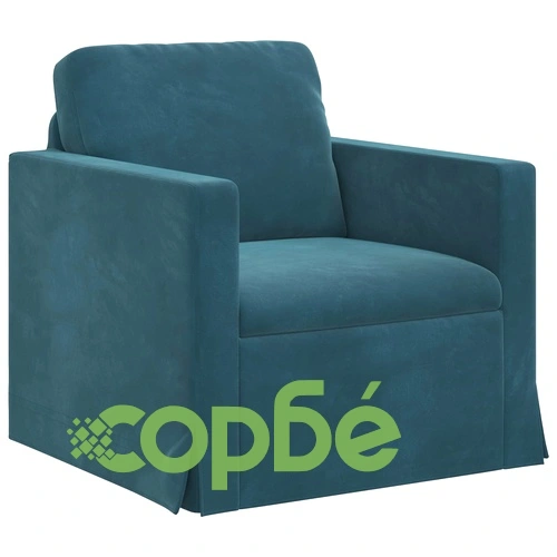 Комплект дивани 2 бр. от кадифе в синьо - 228 x 78 x 80 см ➤ топ цена ➤ sorbe.bg
