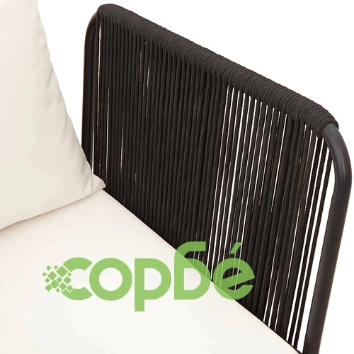 Градински лунгер комплект с възглавници, 3 части, масивно акациево дърво и въже, 60 x 60 см, Натурално ➤ топ цена ➤ sorbe.bg
