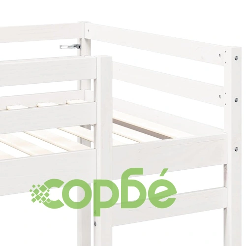 Рамка за таванско легло с бюро, Бяло, 75 x 190 см, Масивно борово дърво ➤ топ цена ➤ sorbe.bg