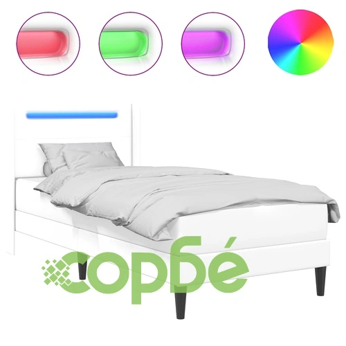 Рамка за легло с матрак 80 x 200 cm, изкуствена кожа, бяло ➤ топ цена ➤ sorbe.bg