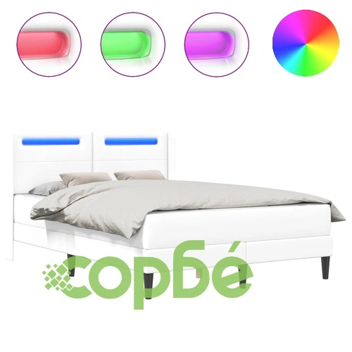Рамка за легло с матрак 160 x 200 cm - изкуствена кожа, бяло ➤ топ цена ➤ sorbe.bg