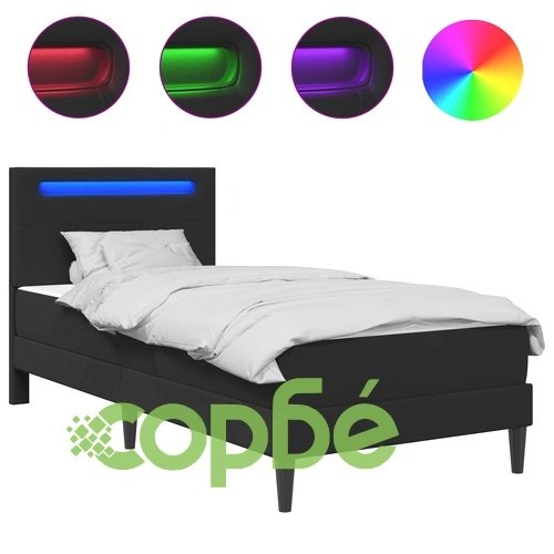Рамка за легло с LED светлини и табла от изкуствена кожа, 2 части ➤ топ цена ➤ sorbe.bg