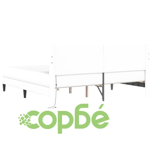 Рамка за легло с LED осветление 200 x 200 cm Бяло Изкуствена кожа ➤ топ цена ➤ sorbe.bg