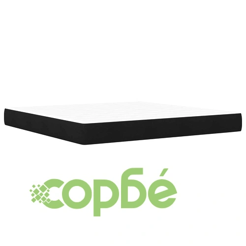 Рамка за легло с матрак и табла, 200 x 200 cm, текстил, черна ➤ топ цена ➤ sorbe.bg