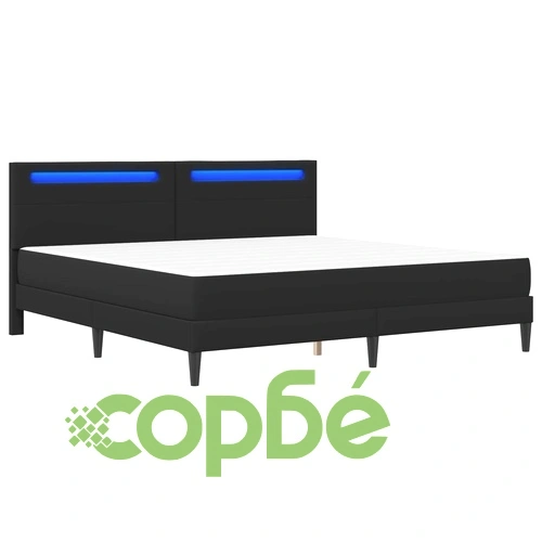 Рамка за легло с LED осветление Черно 180 x 200 см Изкуствена кожа ➤ топ цена ➤ sorbe.bg