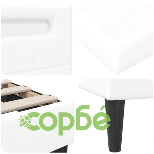 Рамка за легло с LED осветление, Бяло, 180 x 200 см, Изкуствена кожа, Шперплат ➤ топ цена ➤ sorbe.bg