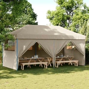 Парти шатра Pop-Up 580 x 292 x 315 см, Оксфордска тъкан, Таупе