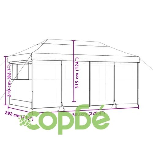 Парти шатра Pop-Up 580 x 292 x 315 см, Оксфордска тъкан, Таупе ➤ топ цена ➤ sorbe.bg