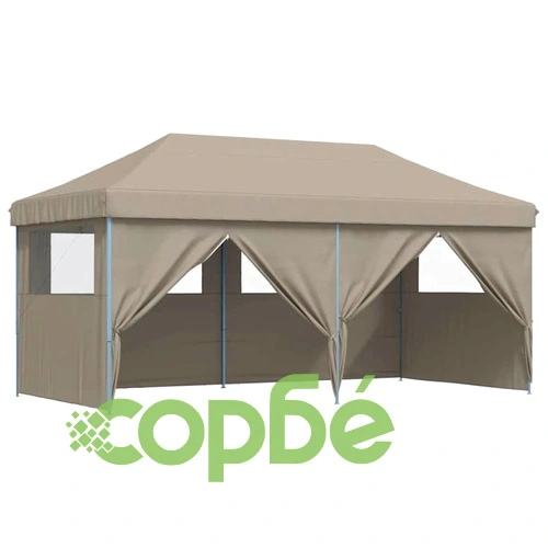 Парти шатра Pop-Up 580 x 292 x 315 см, Оксфордска тъкан, Таупе ➤ топ цена ➤ sorbe.bg