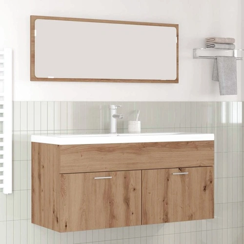 Шкаф за баня с мивка Дъб 100 x 38,5 x 46 см, инженерна дървесина ➤ топ цена ➤ sorbe.bg
